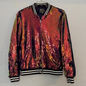 Multicolor Sequin Bomber Jacket